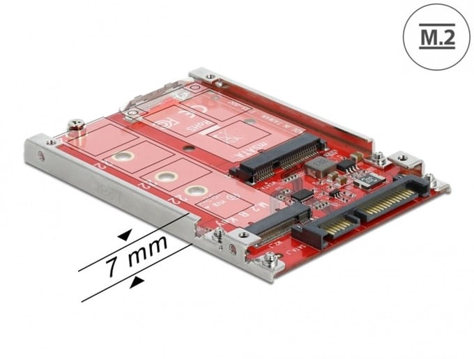 Delock 2.5″ Converter SATA 22 pin > M.2 / mSATA with frame 7 mm