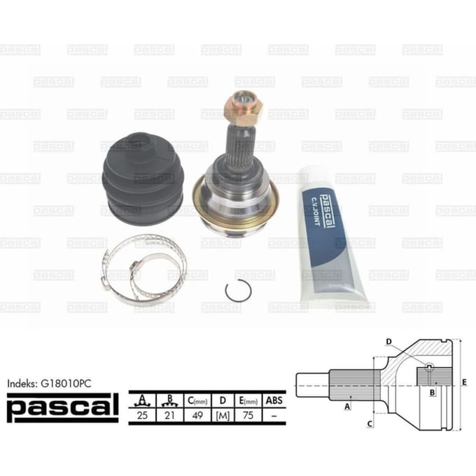 Homokineet reparatie set, aandrijfas PASCAL G18010PC