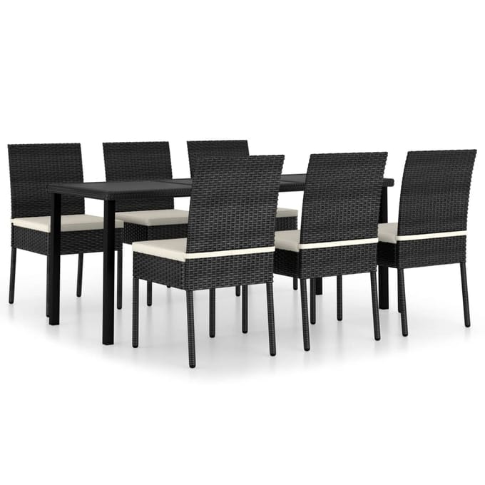 vidaXL - 7-delige - Tuinset - poly - rattan - zwart