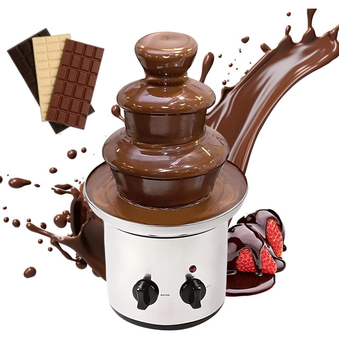 3-laags elektrische chocoladefonteinmachine met dienblad Automatische temperatuurregeling Voedselkwaliteit Niet EU plug gray