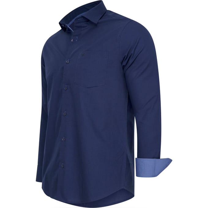 Cappuccino Italia - Heren Overhemden Overhemd Uni - Blauw - Maat M