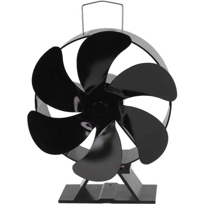 Ventilateur de cheminée à 6 pales Module thermoélectrique Ventilateur de poêle à bois Alimenté par la chaleur Bois Brûlant Air black