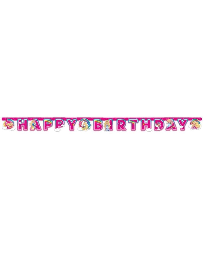 Vlagjes slinger verjaardag Happy Birthday slinger Barbie Dreamtopia