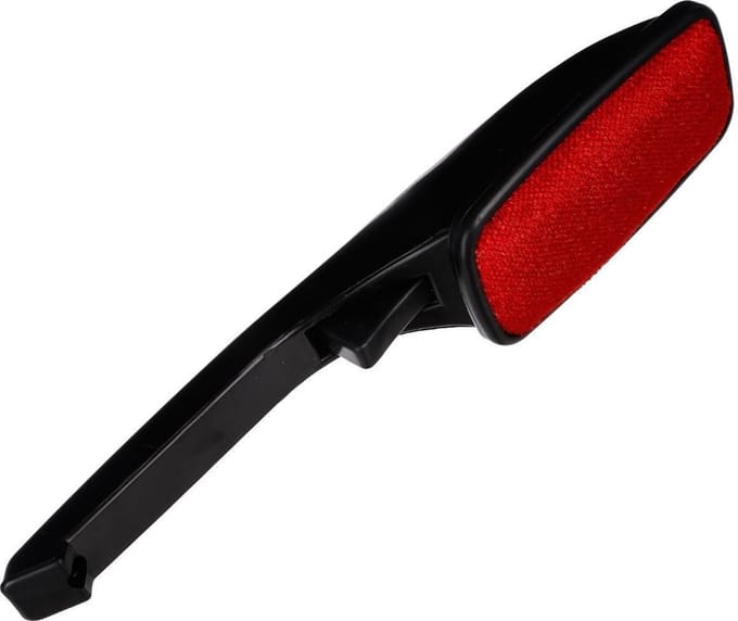Kledingborstel/pluizenborstel zwart/wit - 2x - 25 cm - met roterende kop - Kleding borstel
