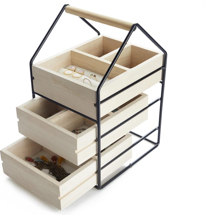 Balvi Sieradendoosje Dames 30 X 19,5 X 17 Cm Hout Naturel/zwart