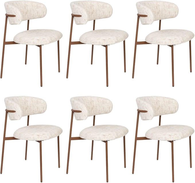 Housecraft Living Claes Eetkamerstoelen Gemêleerd Off-White - Set van 6