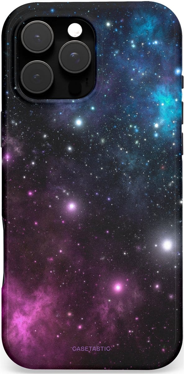 Casetastic hoesje geschikt voor Apple iPhone 16 Pro Max - MagSafe - Dubbellaagse bescherming - Nebula gloed - Fashion Case - Zwart Donkerblauw
