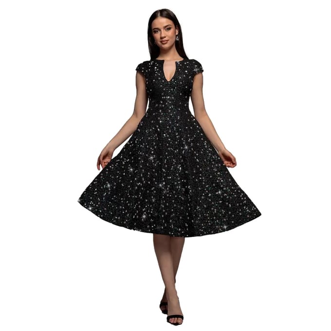 Jurk in jacquard voor dames Goddiva Midi
