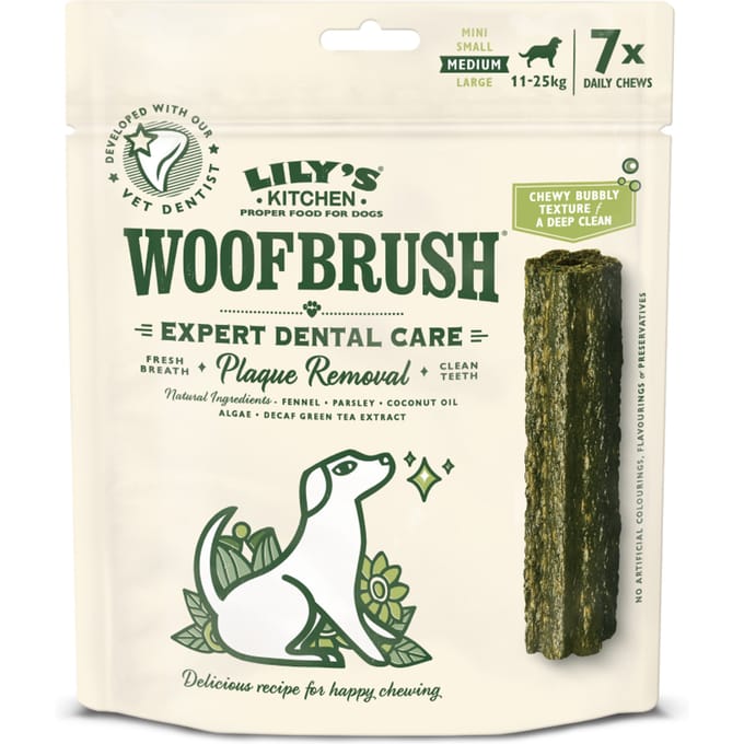 7x 28g Lily's Kitchen Woofbrush Dental Sticks voor middelgrote honden