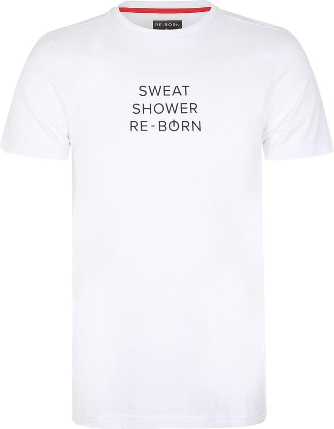 Re-Born Slogan T-shirt Sweat Korte Mouw Unisex - Wit - Maat M