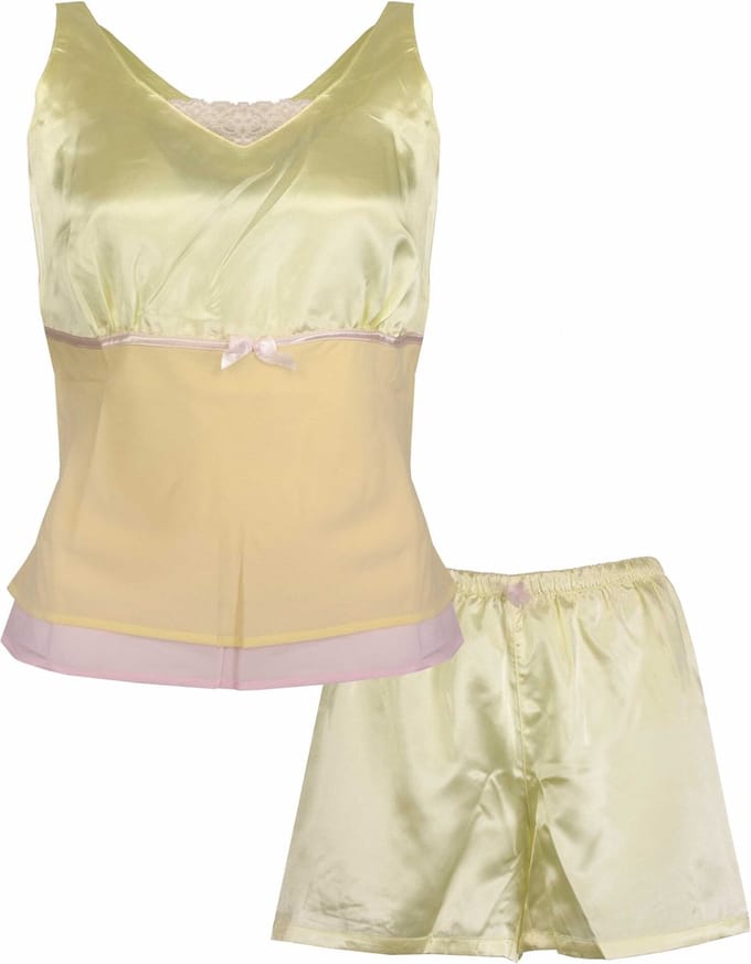 Irresistible Dames Shortama - Satijn - Geel - Maat S