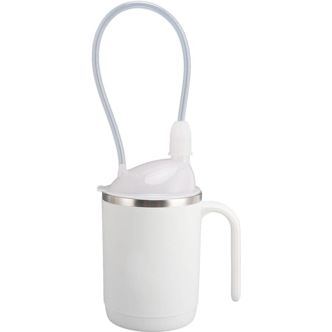 Revalidatiebeker met Rietje 450ml 304 Roestvrij Staal Silicone L(for 6.5-9kg) white