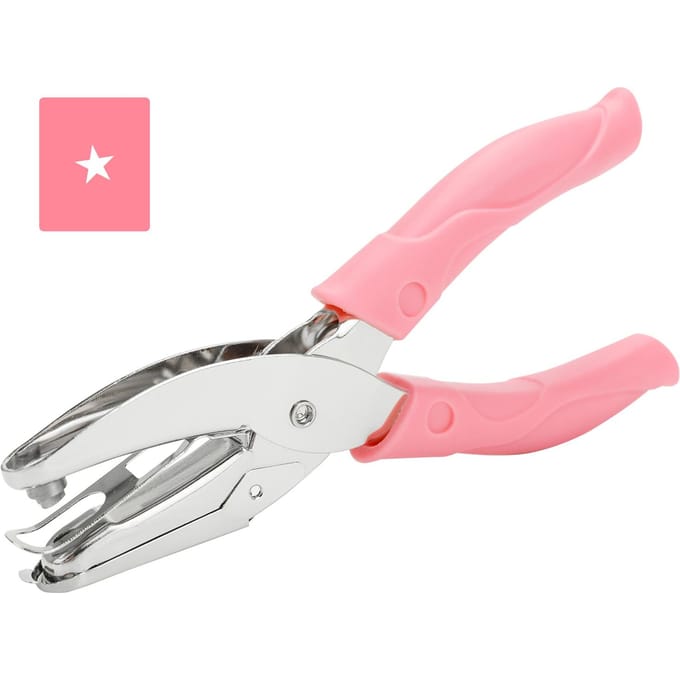 Handvat Perforator DIY Losbladige Papiersnijder Enkele Perforator School Kantoor Bindend Briefpapier Star(5mm) pink