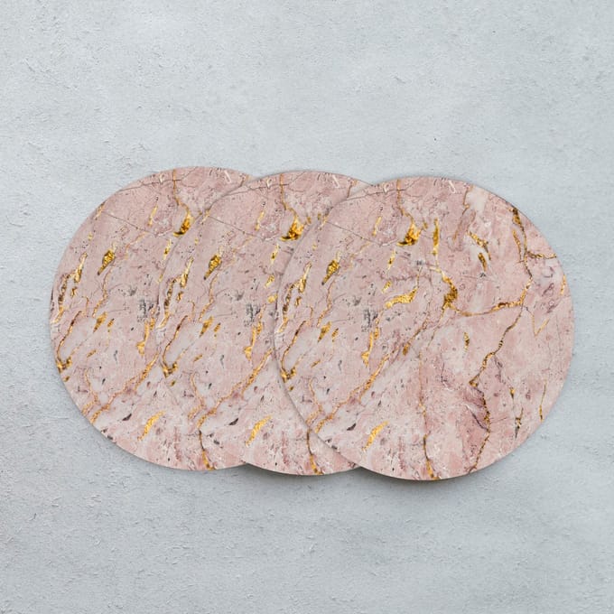 GR onderzetters voor glazen - Marble Old Pink - Vinyl - 6st