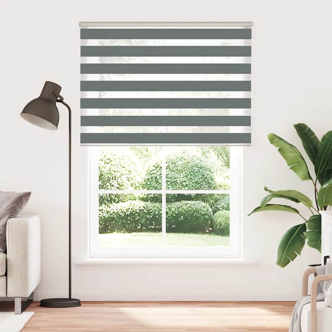 vidaXL - Zebra - rolgordijn - 155x200 - cm - stofbreedte - 150,9 - cm - donkergrijs