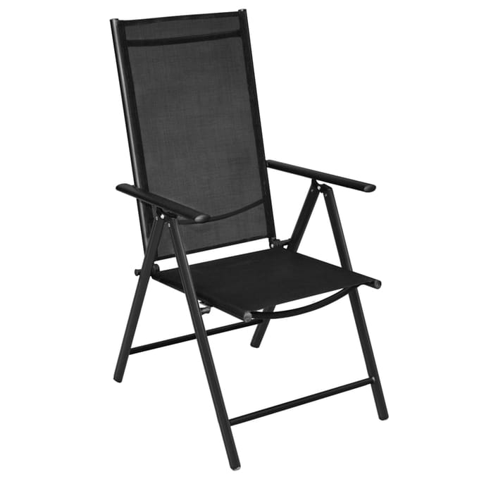 vidaXL - Opklapbare - stoelen, - 4 - stuks, - aluminium - en - textiel, - zwart.