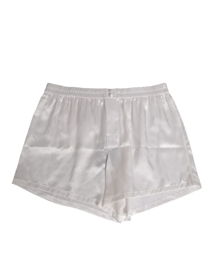 Dolce & Gabbana Witte Zijde Satijnen Elastische Herenshort zwemkleding