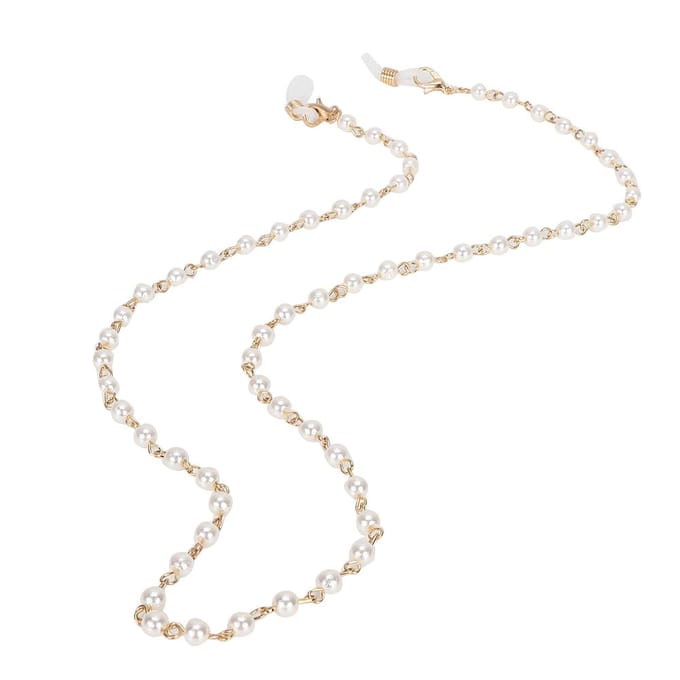 Mode Wit Imitatie Parel Kralen Zonnebril Leesbril Brilketting voor Heren Dames white