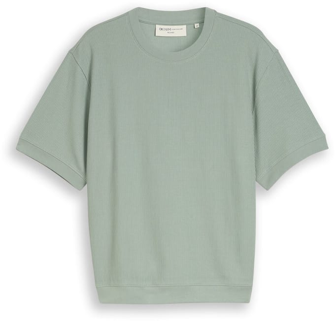 Tom Tailor Denim - T-shirt met relaxte pasvorm in sweatshirtstijl - Maat M - green mist