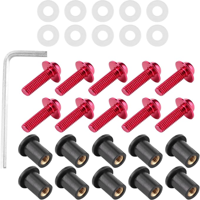 10 stuks Motorfiets Windschroeven Moeren Ringetjes Universele Motorfiets Kuipmontagekit Red