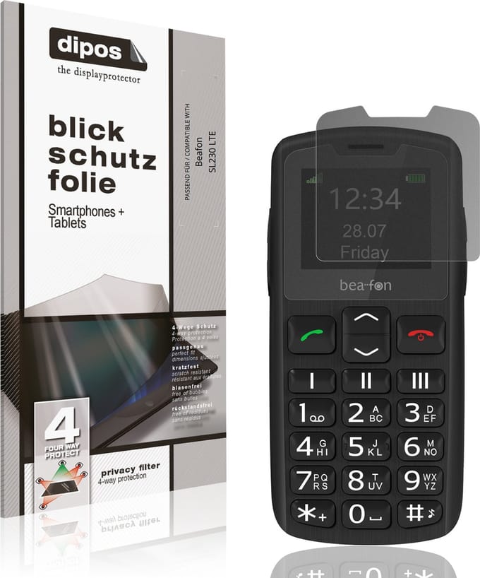 dipos – Matte Privacy Screenprotector geschikt voor Beafon SL230 LTE | Anti-Spy Beschermfolie