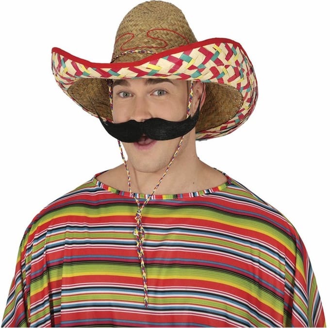 Fiestas Guirca Mexicaanse Sombrero - volwassenen - carnaval accessoires - dark/multi - dia 50 cm