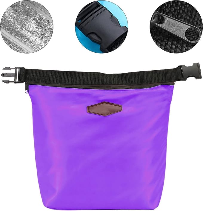 Thermische Koeltas voor Lunch en Picknick, Draagbare Koeltas met Rits, Blauw en Paars