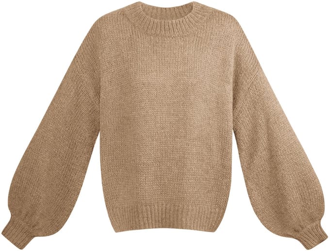 Oversized Nylon Gebreide Trui met Ontspannen Silhouet - Beige - Maat S/M