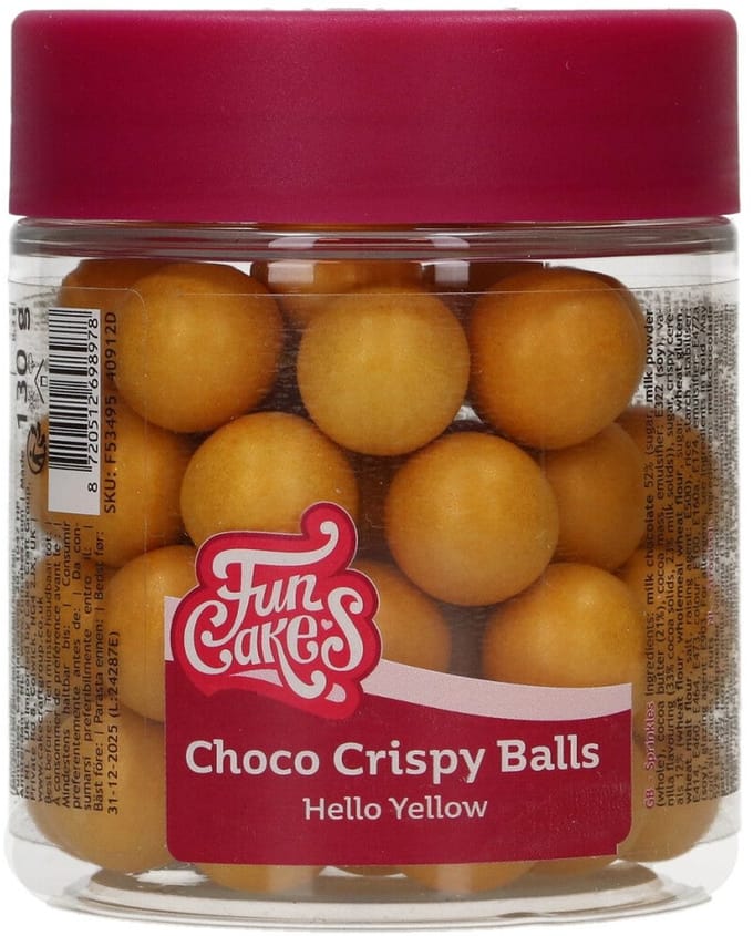 FunCakes Choco Crispy Balls - Glanzend Oker - 130g - Eetbare Taartdecoratie - Taarttoppers - Chocolade Decoratie