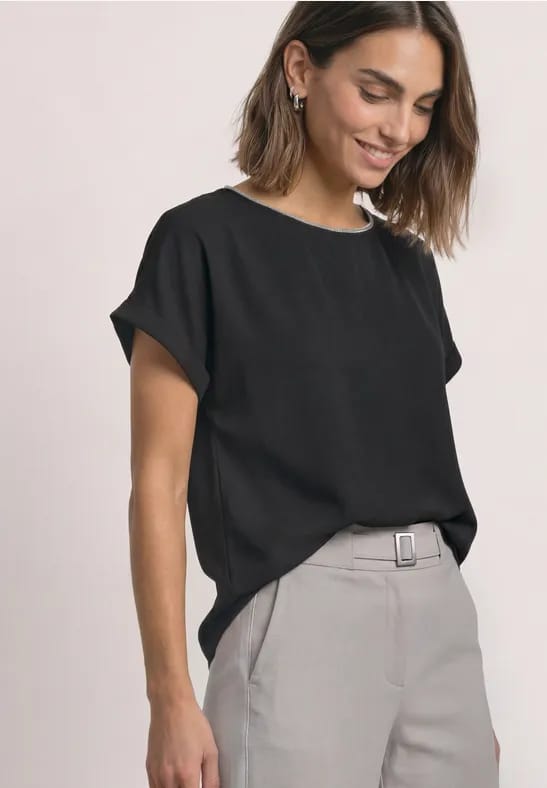 2-in-1-Shirt van chiffon met boothals