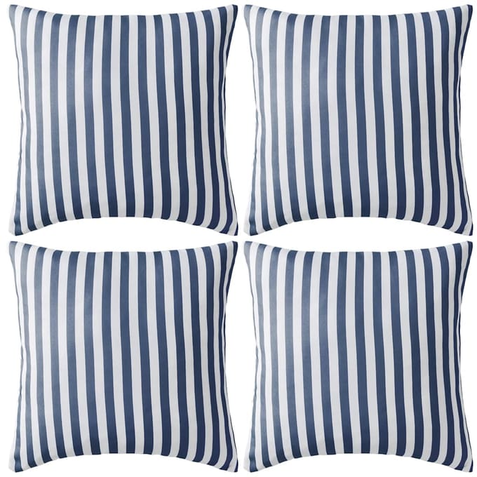 vidaXL - Buitenkussens - 45x45 - cm - gestreept - marineblauw - 4 - st
