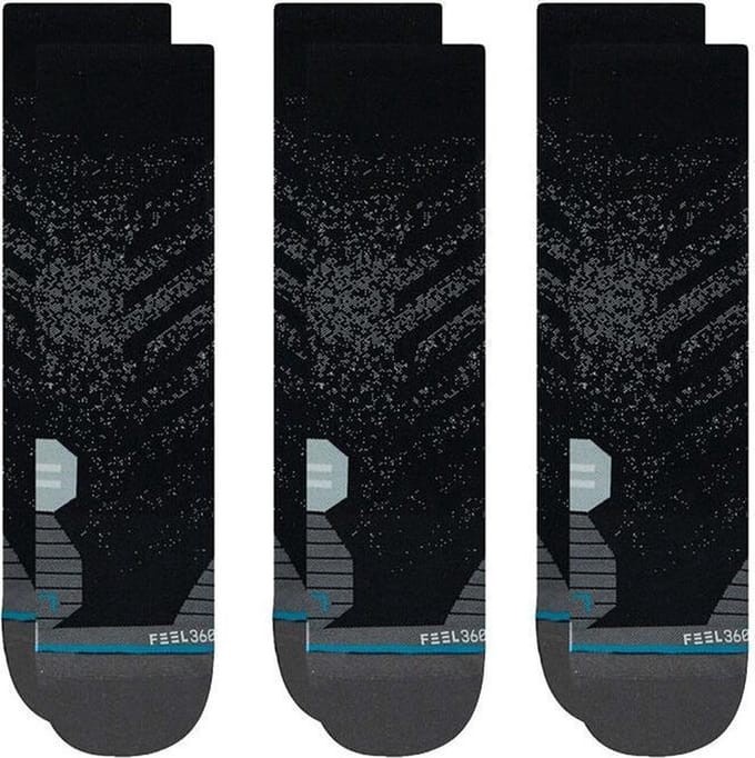 Stance unisex run feel360 infiknit crew st 3P zwart