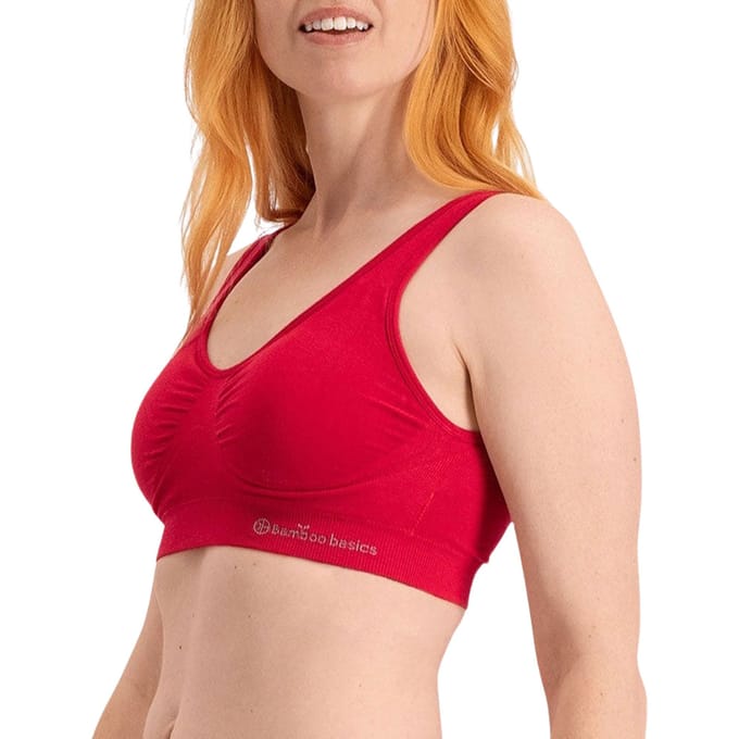 Bamboo Basics Rode Naadloze BH Zonder Beugel Fleur - Maat S - Comfort BH - Bralette Dames - Bamboe Ondergoed Dames