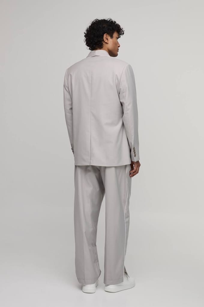 Satijnen Bies Split Zoom Pak Broek | Stone | Size 36