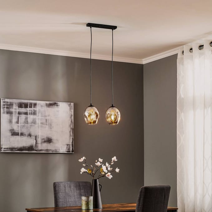 EMIBIG LIGHTING Hanglamp Starla 2-lamps, glas grafiet