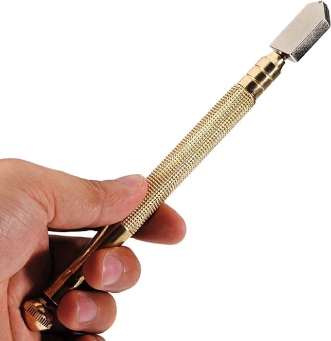 BukkitBow - Glassnijder met Olie - Voor Glas Snijden en Gebrandschilderd Glas - RVS Antislip Handvat - Goud