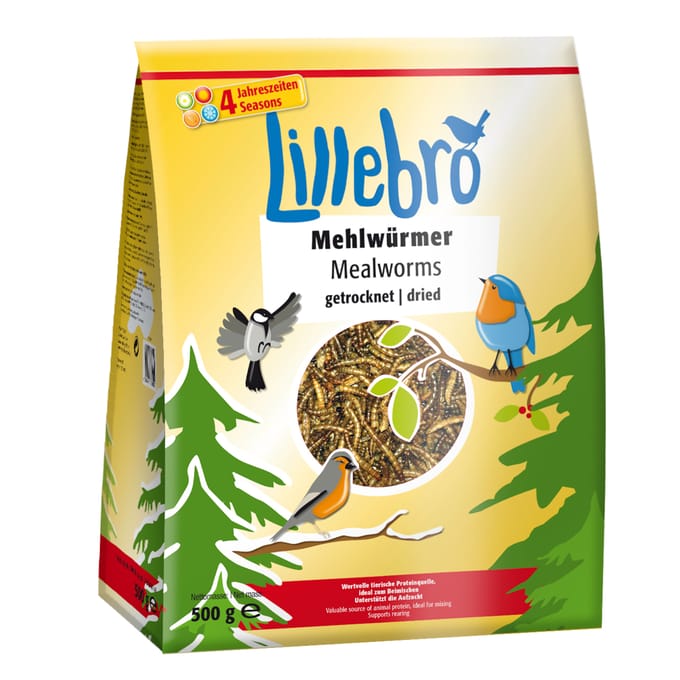 2 x 500g gedroogde meelwormen Lillebro vogelvoer