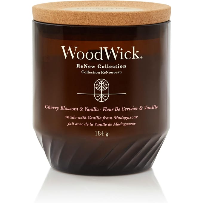 WoodWick ReNew Medium Geurkaars - Cherry Blossom & Vanilla - 55 branduren