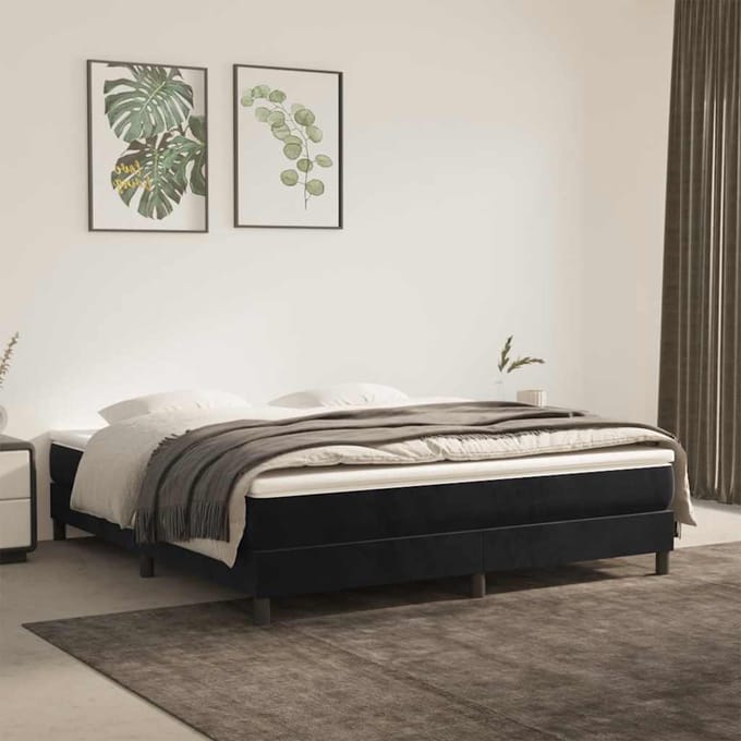 vidaXL - Pocketveringmatras - medium - 160x210x20 - cm - fluweel - zwart
