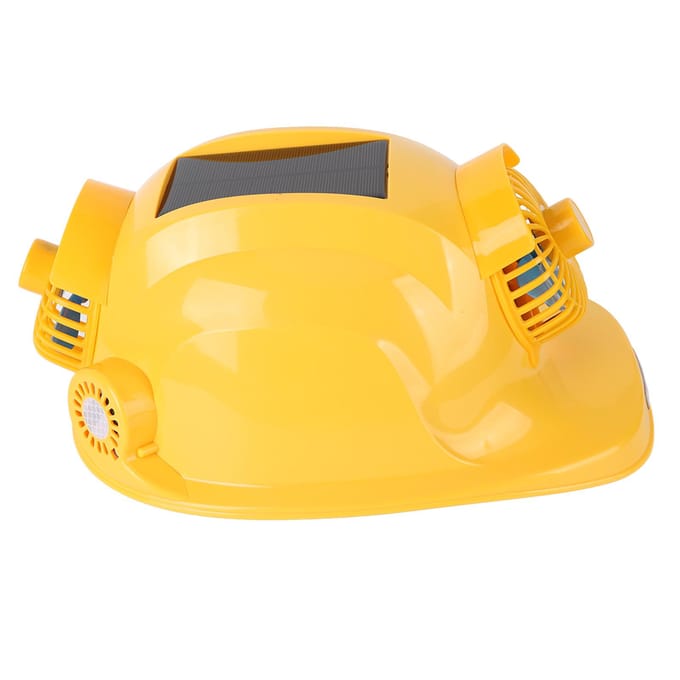 6 Ventilatoren Zonnehelm Oplaadbaar Zonnebrand Koeling Werkhelm met Batterij beige
