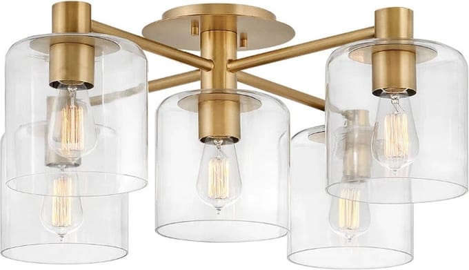 Hinkley LED Plafondlamp Axel | 5X E27 Max 60W | Dimbaar | Heritage Brass