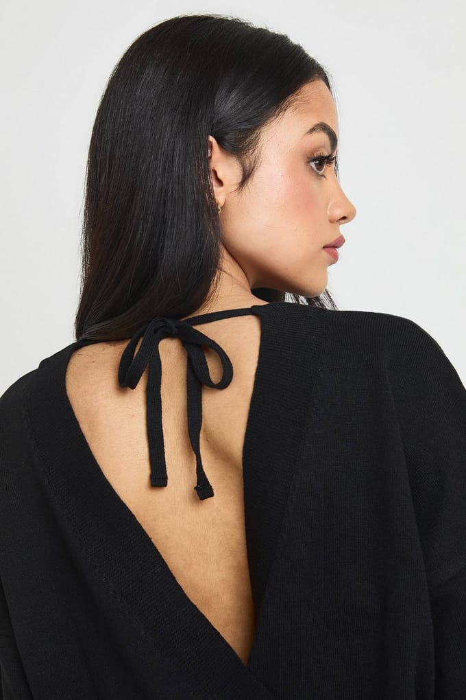 boohoo Dames Overslagjurk Mini | Black | Maat: Large