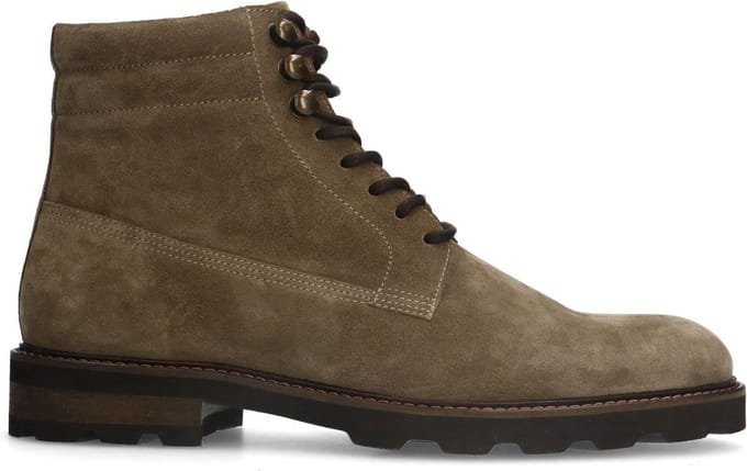 Manfield - Heren - Taupe suède veterboots - Maat 41