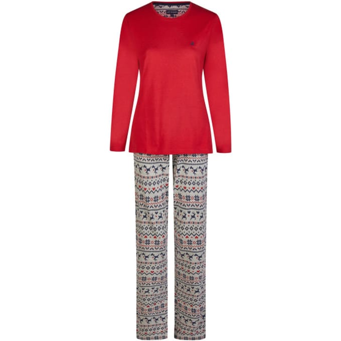 Happy Shorts Dames Kerst Pyjama Set Met Print Norway Rood - Maat L