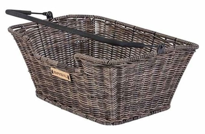 Basil Capri Rattan Look Fietsmand - Achter - Kunststof Rotan - Bruin
