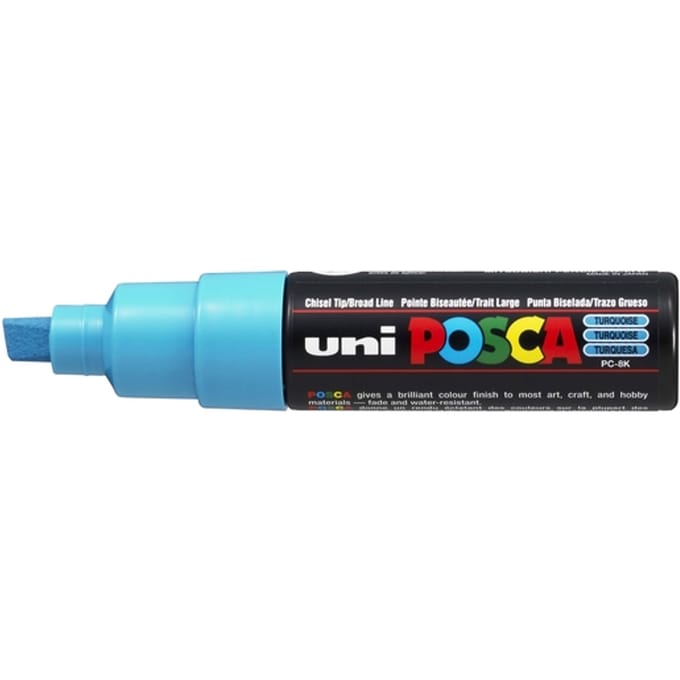 Fluoriserend Turquoise verfstift op waterbasis met schuine punt breed