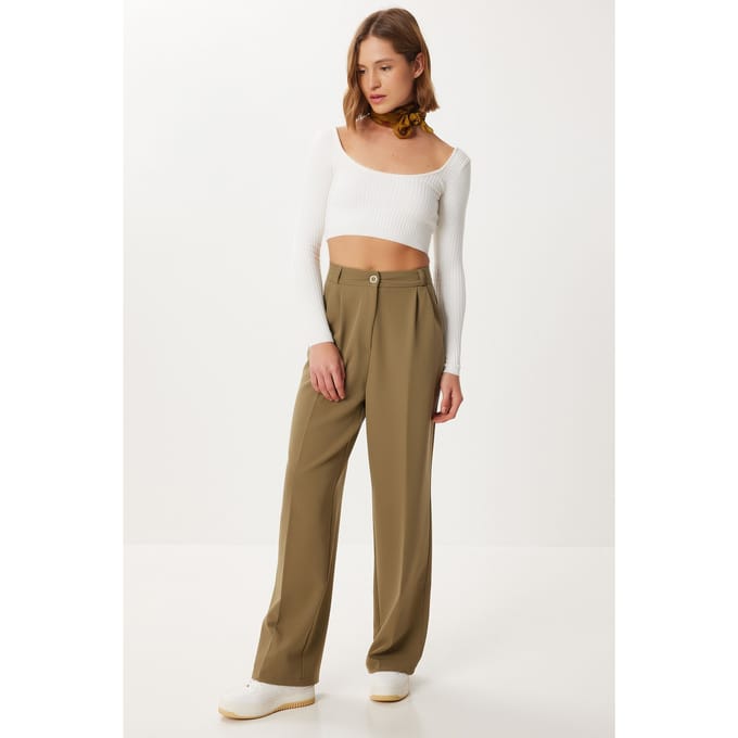 Hoge Taille Plissé Palazzo Broek