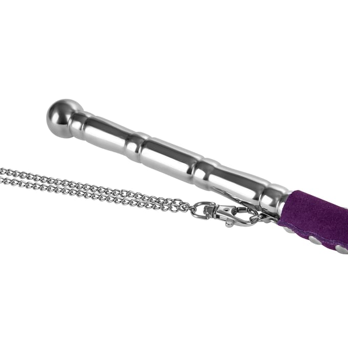 Rimba - Flogger - Suede Stroken - Zweep Met Metalen Handvat - Paars