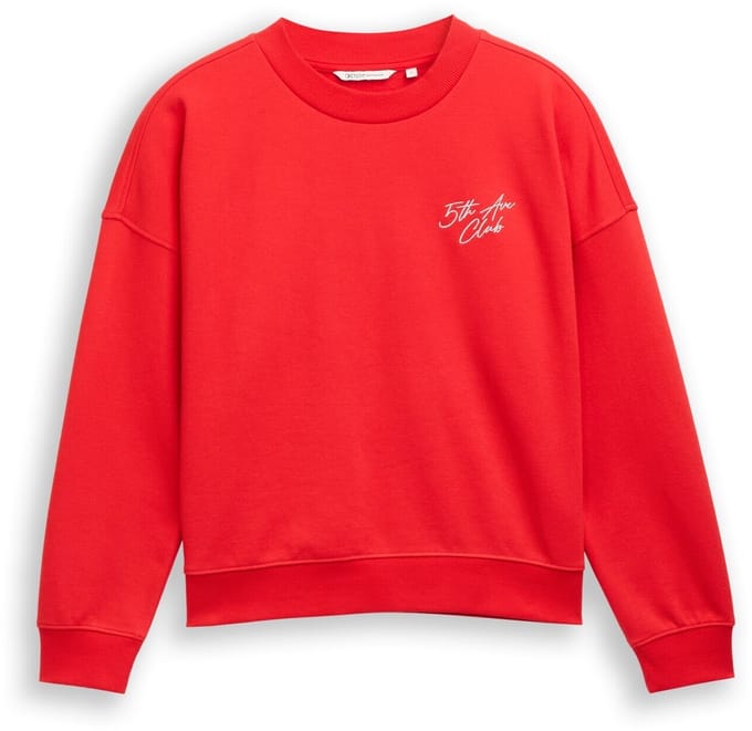 Tom Tailor Denim - Sweatshirt met glitterborduursel - Maat S - brilliant red