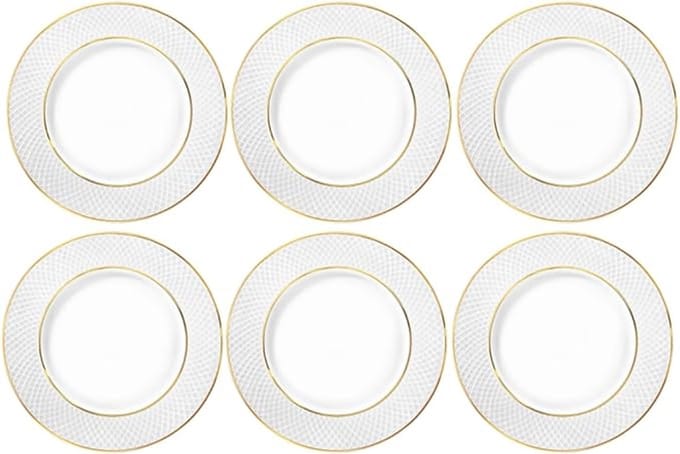 Wilmax England Porseleinen Bord Wit Gouden rand 15cm 6-delig